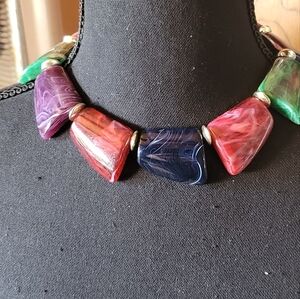 80s Style Multicolor‎ Resin Choker Necklace
